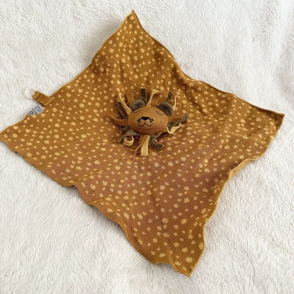 Smallstuff Knit Lion Lovey Brown Yellow Baby Soother 14” Plush Security Blanket - Picture 2 of 6
